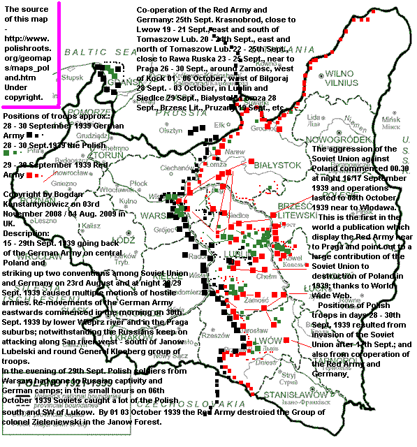 28 - 30 wrzesnia 1939 roku pozycje Sowietow, Niemcow i Polakow.