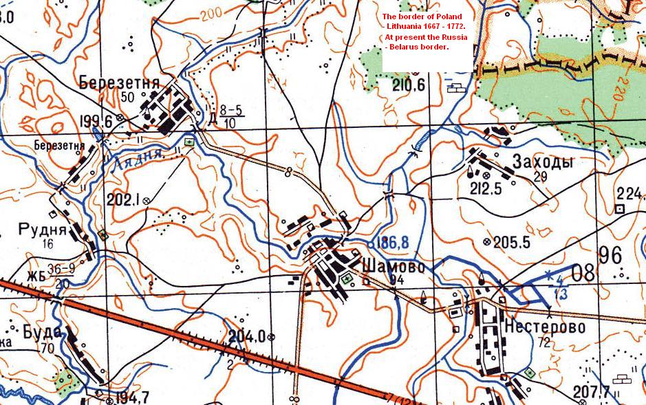 Starostwo Szamowo / Szamow oraz Berezetnia i Niesterewo w 2 pol. 17 wieku i na pocz. 18 wieku do Konstantynowiczow. Copyright by http://download.maps.vlasenko.net/smtm100/n-36-063.jpg