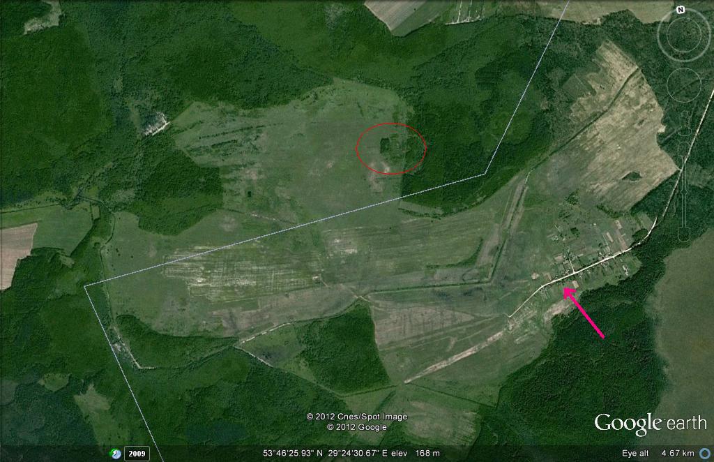 Under copyright by the Google Earth 2012 - the map of Miezonka noble locality