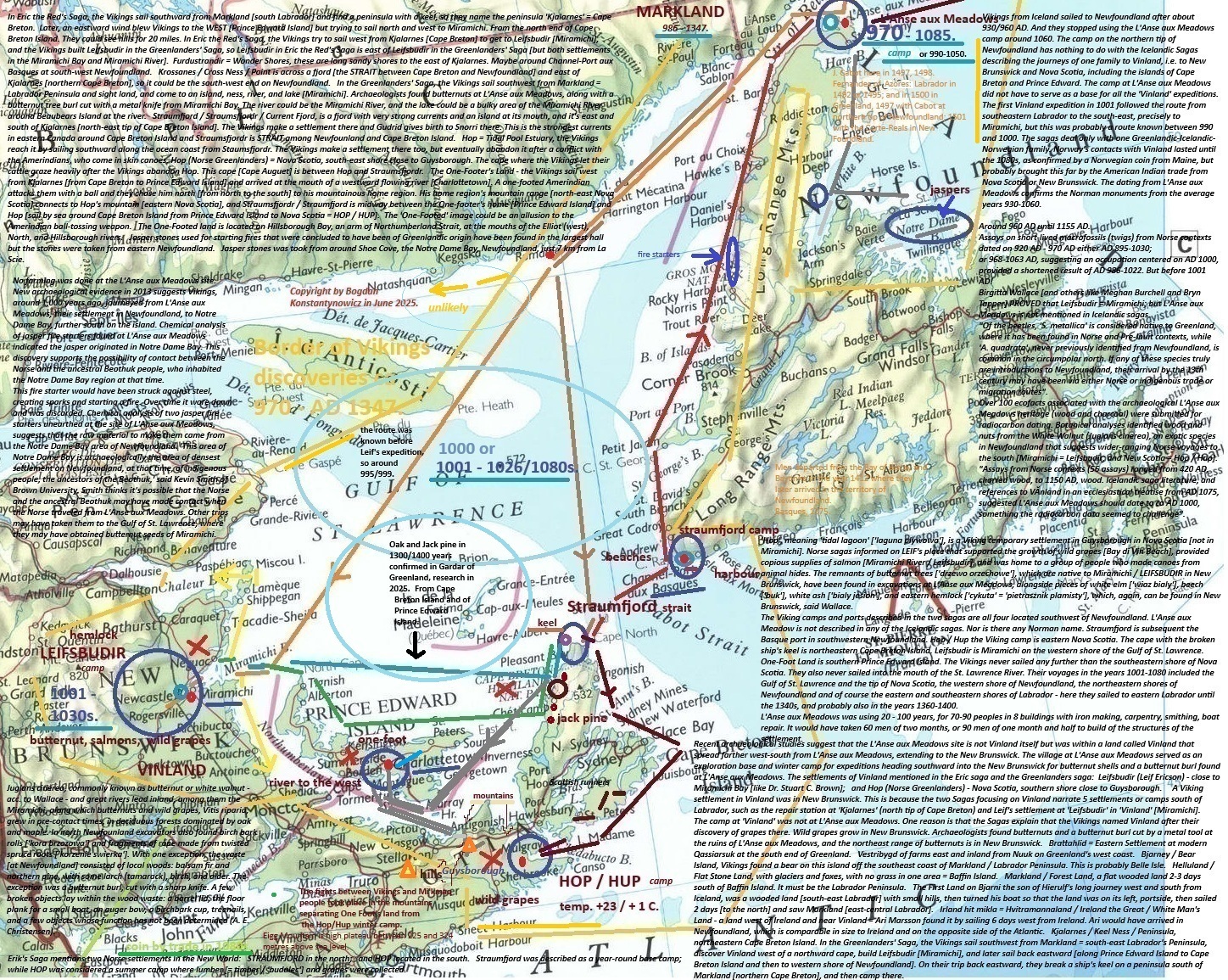 Vikings in North America. Miramichi and New Scotia. Cape Breton Island and Prince Edward Island.