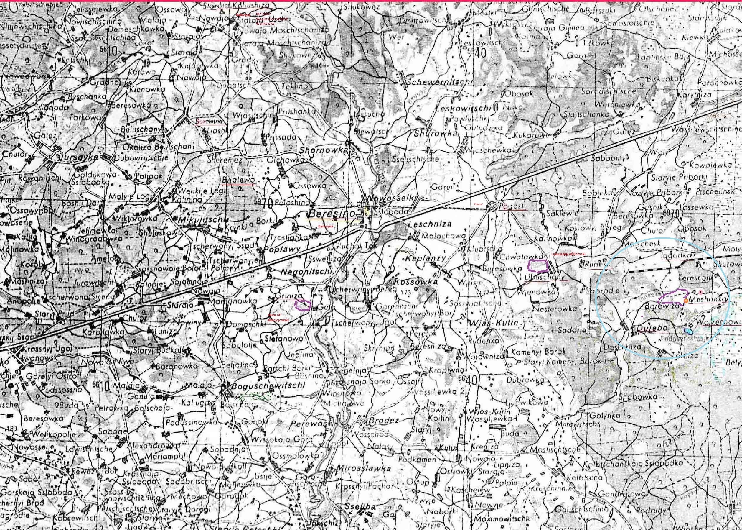 Berezyna parish; Lubuszany, Kaluzyca, Miezonka. Ed. by Germans in 1941.