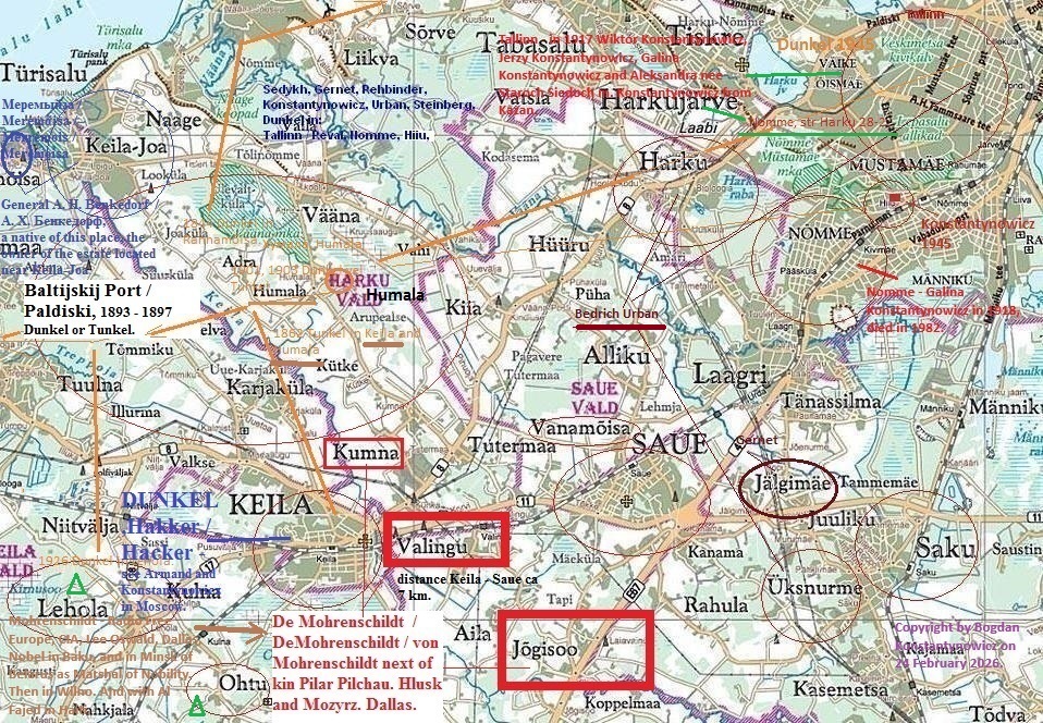 History and genealogy of the Constantinovich family with relatives in Estonia: Saue, Ohtu, Harku, Nomme, Saku, Uksnurme, Lehola, Tallinn and the Harjumaa district: Troubetzkoy, Sedykh from Kazan, Gernet from Estonia. The Baltic German families in Estonia: Schilling von Cannstatt / Schilling von Canstatt /  Schilling von Canstadt, von Gernet, Rehbinder, Toll, Croy, Weiss.