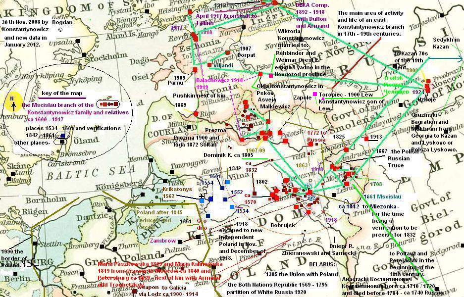 History and genealogy of the Constantinovich family with relatives: Troubetzkoy, Radziwill, Piottuch-Kublicki, Sedykh from Kazan, Soltan, Oginski, Paszkowski and Kalinowski from Cracow, Zbieranowski, Zarako-Zarakowski, Malkiewicz, Armand in Moscow and Petersburg, Gernet from Estonia, Bakst, Demonet or De Monet, Dizeren, Azbelev, Holynski of 18th cent., Bagration-Gruzinski and Mukhrani from Sakartvelo-Georgia.
