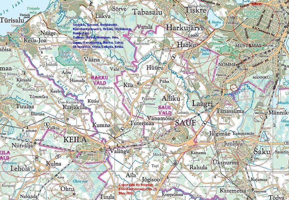 History and genealogy of the Constantinovich family with relatives in Estonia: Saue, Ohtu, Harku, Nomme, Saku, Uksnurme, Lehola, Tallinn and the Harjumaa district: Troubetzkoy, Sedykh from Kazan, Gernet from Estonia. The Baltic German families in Estonia: von Gernet, Rehbinder, Toll, Croy, Weiss.